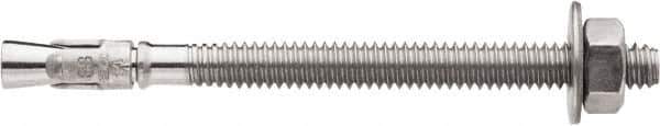 Powers Fasteners - 3/8" Diam, 3/8" Drill, 2-3/4" OAL, 1" Min Embedment Wedge Expansion Concrete Anchor - 316 Stainless Steel, Hex Nut Head, Hex Drive, 1-5/8" Thread Length - Industrial Tool & Supply