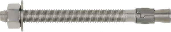 Powers Fasteners - 3/4" Diam, 3/4" Drill, 6-1/4" OAL, 3-3/8" Min Embedment Wedge Expansion Concrete Anchor - 316 Stainless Steel, Hex Head, Hex Drive, 4-3/8" Thread Length - Industrial Tool & Supply