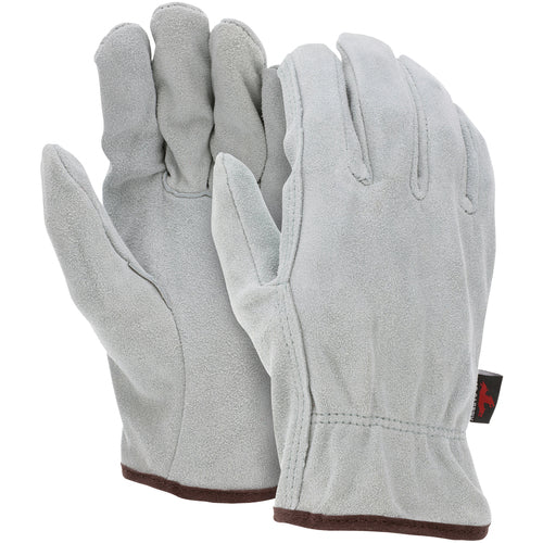 Drivers Glove - Natural Pearl Gray Split Leather - Select Grade - Straight Thumb - Size Large - Industrial Tool & Supply