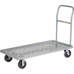 Little Giant - 1,600 Lb Capacity Steel Platform Truck - Steel Deck, 24" OAW, 36" Platform Length, Mold On Rubber Casters - Industrial Tool & Supply