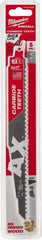 Milwaukee Tool - 9" Long x 1" Thick, Carbide Reciprocating Saw Blade - Tapered Profile, 5 TPI, Toothed Edge, Universal Shank - Industrial Tool & Supply