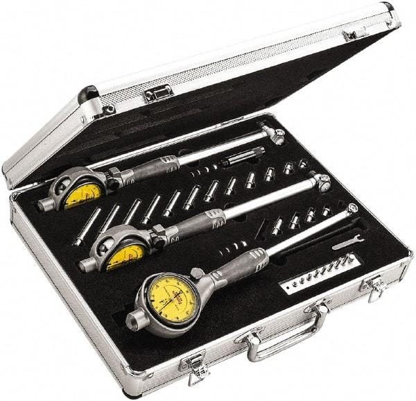 Starrett - 50" to 160" Dial Bore Gage Set - 0.01mm Graduation, 300" Gage, Hardened Tool Steel - Industrial Tool & Supply