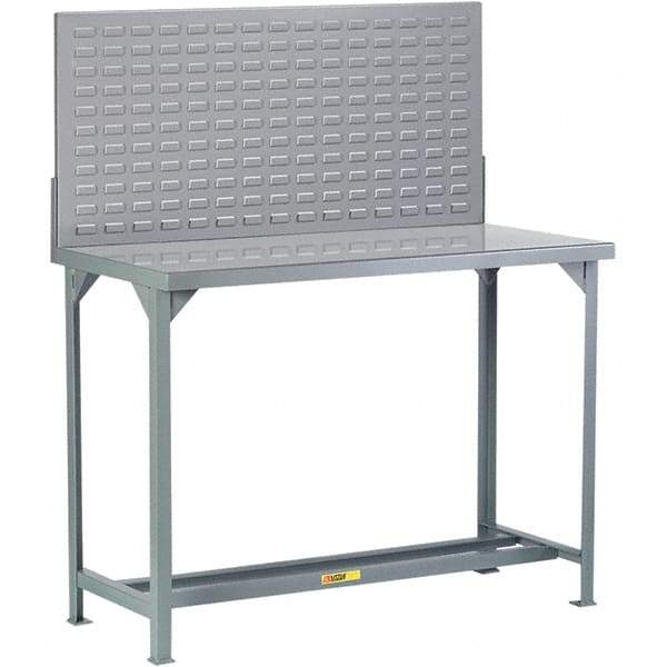 Little Giant - 60 Wide x 36" Deep x 60" High, Steel Workbench with Pegboard - Fixed Legs - Industrial Tool & Supply