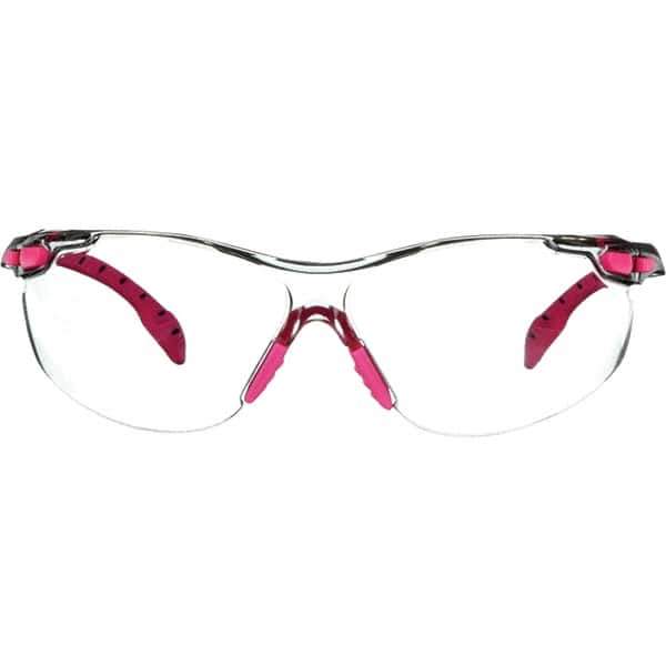 3M - Clear Lenses, Frameless Safety Glasses - Anti-Fog, Pink, Black Frame, Size Universal, Wrap Around - Industrial Tool & Supply