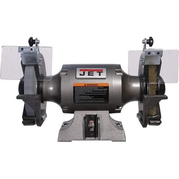 Jet - 8" Wheel Diam, 1 hp Bench Grinder - 5/8" Arbor Hole Diam, 1 Phase, 3,450 Max RPM, 115 Volts - Industrial Tool & Supply