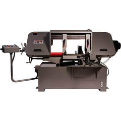 Jet - 19-1/4 x 4" Max Capacity, Semi-Automatic Variable Speed Pulley Horizontal Bandsaw - 90 to 370 SFPM Blade Speed, 230/460 Volts, 45 & 90°, 3 hp, 3 Phase - Industrial Tool & Supply