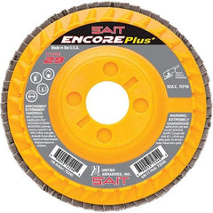 Sait - 80 Grit, 4-1/2" Disc Diam, 7/8" Center Hole, Type 29 Zirconia Alumina Flap Disc - 13,300 Max RPM, Plastic Backing, Arbor Attaching System, Coated - Industrial Tool & Supply