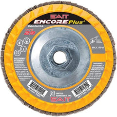 Sait - 80 Grit, 4-1/2" Disc Diam, 5/8-11 Center Hole, Type 29 Zirconia Alumina Flap Disc - 13,300 Max RPM, Plastic Backing, Arbor Attaching System, Coated - Industrial Tool & Supply
