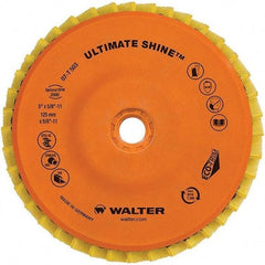 WALTER Surface Technologies - 5" Disc Diam, 5/8-11 Center Hole, Type 27 Aluminum Oxide Flap Disc - 7,300 Max RPM, Cloth Backing, Arbor Attaching System, Non-Woven - Industrial Tool & Supply