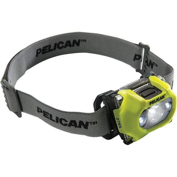 Pelican Products, Inc. - White LED Bulb, 155 Lumens, Hands-free Flashlight - Yellow Polycarbonate Body, 3 AAA Alkaline Batteries Included - Industrial Tool & Supply