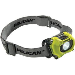 Pelican Products, Inc. - White LED Bulb, 118 Lumens, Hands-free Flashlight - Yellow Polycarbonate Body, 3 AAA Alkaline Batteries Included - Industrial Tool & Supply