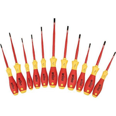 Wiha - 8 Piece Slotted, Phillips, Square & Terminal Xeno Screwdriver Set - Bit Sizes: Philips #1 & #2, Comes in Box - Industrial Tool & Supply