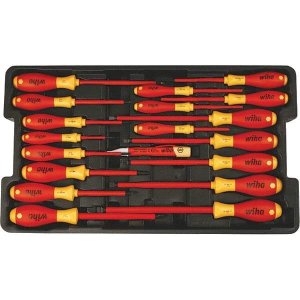Wiha - 19 Piece Slotted, Phillips, Square & Terminal Xeno Screwdriver Set - Comes in Box - Industrial Tool & Supply