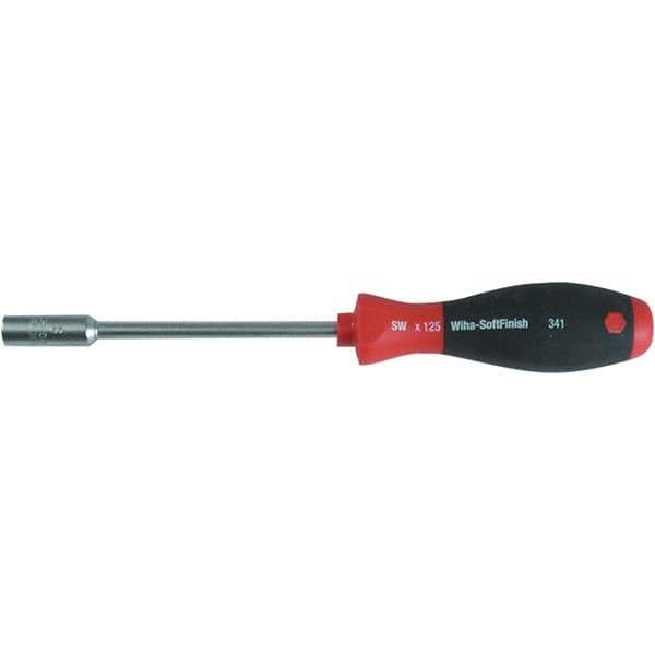 Wiha - 5.5mm Solid Shaft Magnetic Tip Nutdriver - Cushion Grip Handle, 9-13/32" OAL - Industrial Tool & Supply