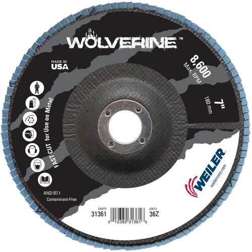 7″ Vortec Pro Abrasive Flap Disc, Angled, Phenolic Backing, 36Z, 7/8″ Arbor Hole - Industrial Tool & Supply
