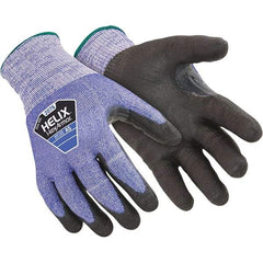 HexArmor - Size XS (6), ANSI Cut Lvl A5, Puncture Lvl 5, Abrasion Lvl 5, Polyurethane Coated Cut Resistant Gloves - Palm & Fingers Coated, Knit Wrist, Blue/Black, Paired - Industrial Tool & Supply