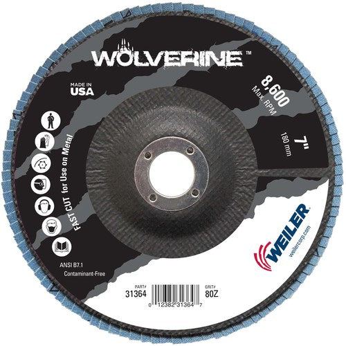 7″ Vortec Pro Abrasive Flap Disc, Angled, Phenolic Backing 80Z, 7/8″ Arbor Hole - Industrial Tool & Supply