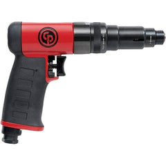 Chicago Pneumatic - 1/4" Bit Holder, 1,900 RPM, Pistol Grip Handle Air Screwdriver - 0.3 to 3.8 Ft/Lb Torque, 1/4" Inlet, 28.2 CFM - Industrial Tool & Supply