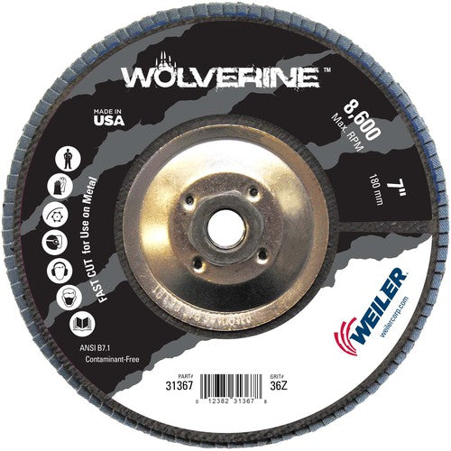 7″ Vortec Pro Abrasive Flap Disc, Angled, Phenolic Backing, 36Z, 5/8″-11 UNC Nut - Industrial Tool & Supply