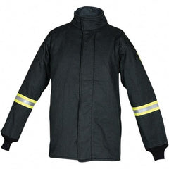 Oberon - Size 2XL Arc Flash Coat - Black, Aramid, Zipper with Hook & Loop Flap Closure, 50" Chest - Industrial Tool & Supply