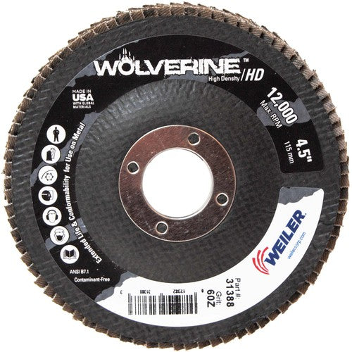 4 1/2″ - 7/8″ - 60 Grit - T29 Zirconium Wolverine Fast Cut Flap Disc - Industrial Tool & Supply