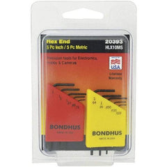 Bondhus - 10 Piece, L-Key Hex Key Set - .028 to 5/64" Range, Protanium Steel - Industrial Tool & Supply