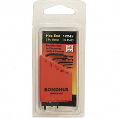 Bondhus - 5 Piece, L-Key Hex Key Set - 0.71 to 2mm Range, Protanium Steel - Industrial Tool & Supply