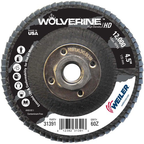4-1/2″ Vortec Pro High Density Abrasive Flap Disc, Flat, Phenolic Backing, 60Z, 5/8″-11 UNC Nut - Industrial Tool & Supply