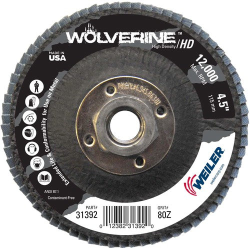 4-1/2″ Vortec Pro High Density Abrasive Flap Disc, Flat, Phenolic Backing, 80Z, 5/8″-11 UNC Nut - Industrial Tool & Supply