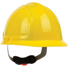 PRO-SAFE - ANSI Type I, Class E Rated, 4-Point, Ratchet Adjustment Hard Hat - Yellow, Standard Brim - Industrial Tool & Supply