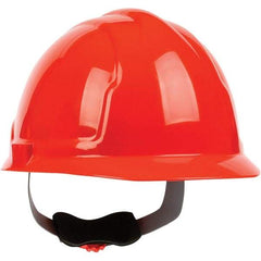 PRO-SAFE - ANSI Type I, Class E Rated, 4-Point, Ratchet Adjustment Hard Hat - Hi-Viz Orange, Standard Brim - Industrial Tool & Supply