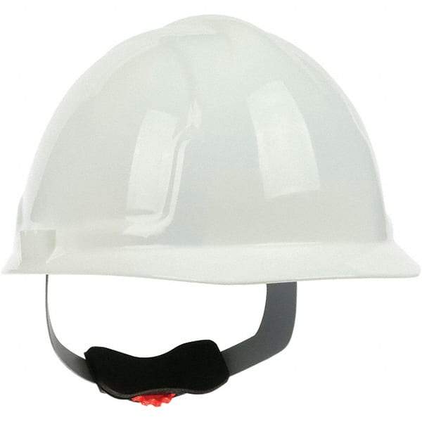 PRO-SAFE - ANSI Type I, Class E Rated, 4-Point, Ratchet Adjustment Hard Hat - White, Standard Brim - Industrial Tool & Supply