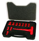 Insulated 1/4" Inch T-Handle Socket Set Includes Socket Sizes: 3/16; 7/32; 1/4; 9/32; 5/16; 11/32; 3/8; 7/16; 1/2; 9/16 and T Handle In Storage Box. 11 Pieces - Industrial Tool & Supply