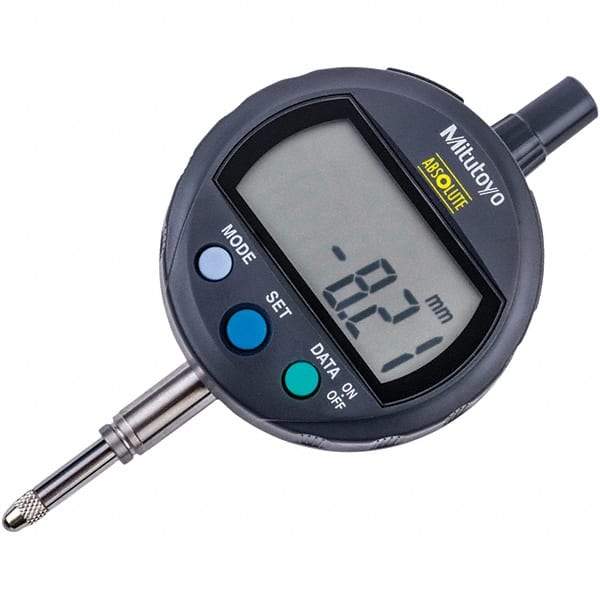 Mitutoyo - 0 to 12.7mm Range, 0.001mm Graduation, Electronic Drop Inidicator - Flat Back, 0.02mm Accuracy, LCD Display, Metric - Industrial Tool & Supply