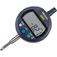 Mitutoyo - 0 to 12.7mm Range, 0.001mm Graduation, Electronic Drop Inidicator - Flat Back, 0.02mm Accuracy, LCD Display, Metric - Industrial Tool & Supply