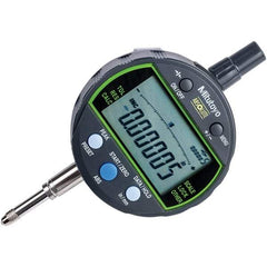 Mitutoyo - 0 to 1/2" Range, 0.00005, 0.0001 & 0.0005" Graduation, Electronic Drop Inidicator - Flat Back, 0.0001" Accuracy, LCD Display, Inch & Metric - Industrial Tool & Supply