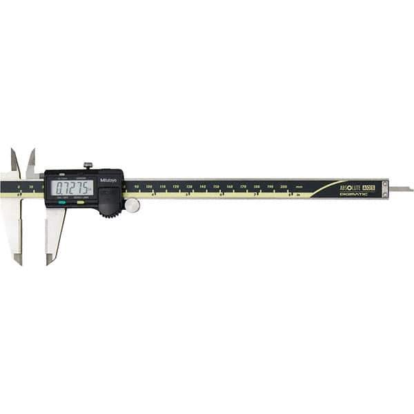 Mitutoyo - 0 to 8" Range 0.01mm Resolution, Electronic Caliper - Steel with 50mm Carbide-Tipped Jaws, 0.001" Accuracy, SPC Output - Industrial Tool & Supply