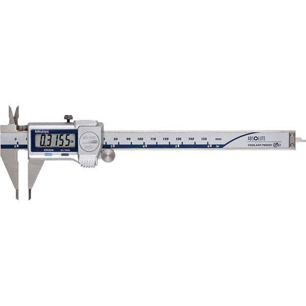 Mitutoyo - 0 to 6" Range 0.01mm Resolution, Electronic Caliper - Steel with 40mm Steel Jaws, 0.001" Accuracy, SPC Output - Industrial Tool & Supply