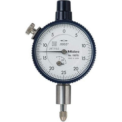 Mitutoyo - 1/8" Range, 0-25-0 Dial Reading, 0.0005" Graduation Dial Drop Indicator - 40mm Dial, 0.05" Range per Revolution, 0.0005" Accuracy, Revolution Counter - Industrial Tool & Supply
