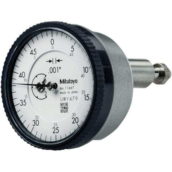 Mitutoyo - 0.2" Range, 0-50 Dial Reading, 0.001" Graduation Dial Drop Indicator - 40mm Dial, 1/2" Range per Revolution, 0.001" Accuracy, Revolution Counter - Industrial Tool & Supply