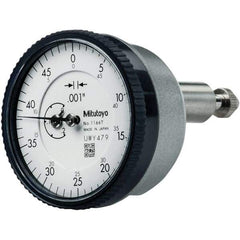 Mitutoyo - 0.2" Range, 0-50 Dial Reading, 0.001" Graduation Dial Drop Indicator - 40mm Dial, 1/2" Range per Revolution, 0.001" Accuracy, Revolution Counter - Industrial Tool & Supply