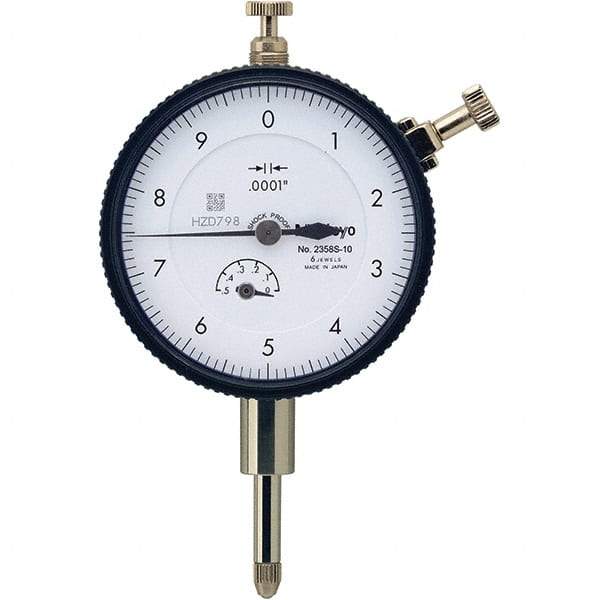 Mitutoyo - 1/2" Range, 0-10 Dial Reading, 0.0001" Graduation Dial Drop Indicator - 57mm Dial, 0.01" Range per Revolution, 0.0001" Accuracy, Revolution Counter - Industrial Tool & Supply