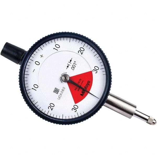 Mitutoyo - 0.06" Range, 30-0-30 Dial Reading, 0.001" Graduation Dial Drop Indicator - 2.24" Dial, 0.079" Range per Revolution, 0.001" Accuracy - Industrial Tool & Supply