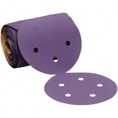 3M - 5" Diam, 320 Grit Ceramic Adhesive PSA Disc - Extra Fine Grade, Purple, Polyester Backing, Flexible, 12,000 Max RPM, Use with Random Orbital Sanders - Industrial Tool & Supply