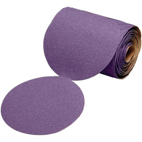 3M - 6" Diam, 240 Grit Ceramic Adhesive PSA Disc - Very Fine Grade, Purple, Polyester Backing, Flexible, 12,000 Max RPM, Use with Random Orbital Sanders - Industrial Tool & Supply