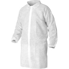 KleenGuard - 3XL, White Lab Coat - SMMMS Material, Snap Front, Elastic Cuffs - Industrial Tool & Supply