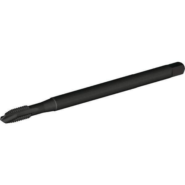 Kennametal - 1/4-20 UNC, 3 Flute, Oxide Finish, HSS-E Spiral Point Tap - Plug Chamfer, Right Hand Thread, 4" OAL, 16mm Thread Length, 6.48mm Shank Diam, Series T820 - Exact Industrial Supply