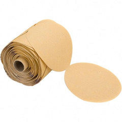 Mirka - 5" Diam, 320 Grit Aluminum Oxide Adhesive PSA Disc - Gold, C Weighted Backing, Flexible, 12,000 Max RPM, Use with Random Orbital Sanders - Industrial Tool & Supply