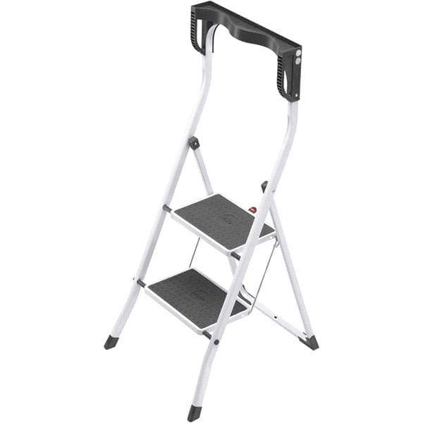 Hailo - 2 Steps, 3' 6" High, EN14183 Rating, Tubular Steel Step Ladder - 330 Lb Capacity, 18-29/32" Base Width - Industrial Tool & Supply