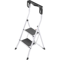 Hailo - 2 Steps, 3' 6" High, EN14183 Rating, Tubular Steel Step Ladder - 330 Lb Capacity, 18-29/32" Base Width - Industrial Tool & Supply